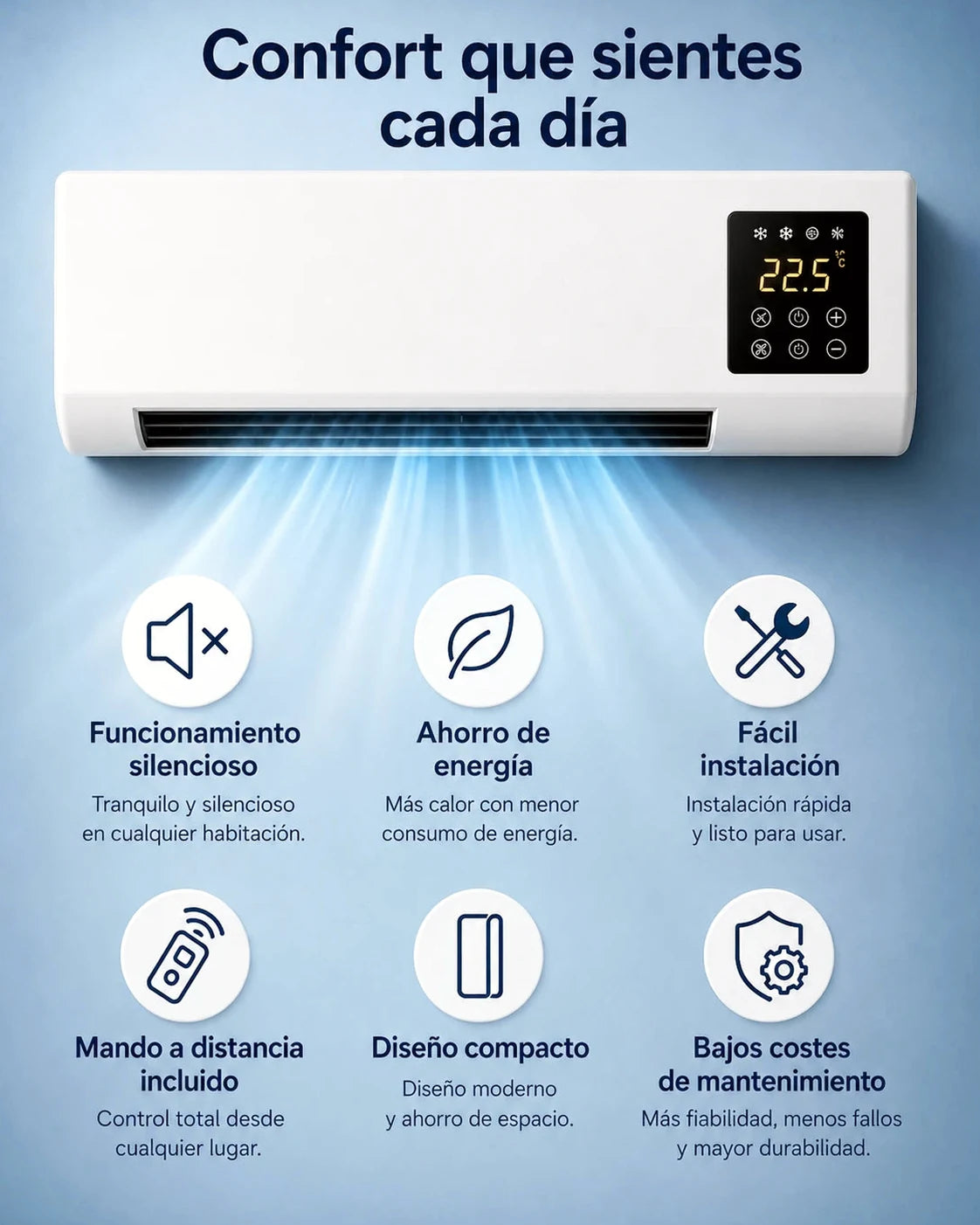 Funcionamiento silencioso y bajo consumo de energía