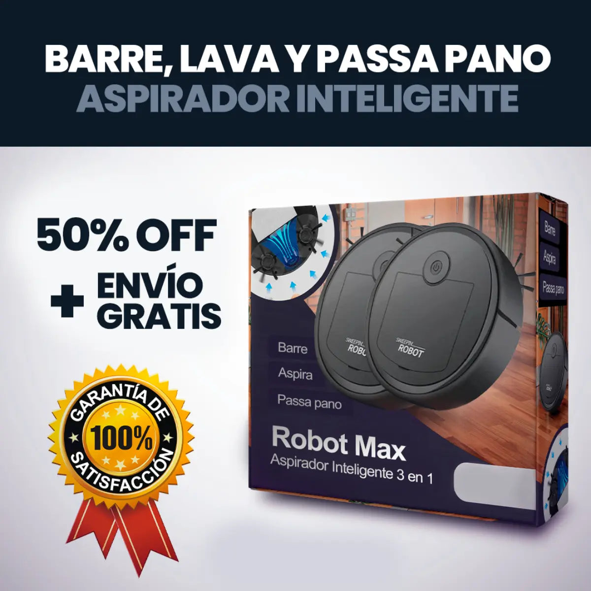 Compre 1 Lleve 2 - Robot MaxClean Aspirador Inteligente [LIMPIA TODO]