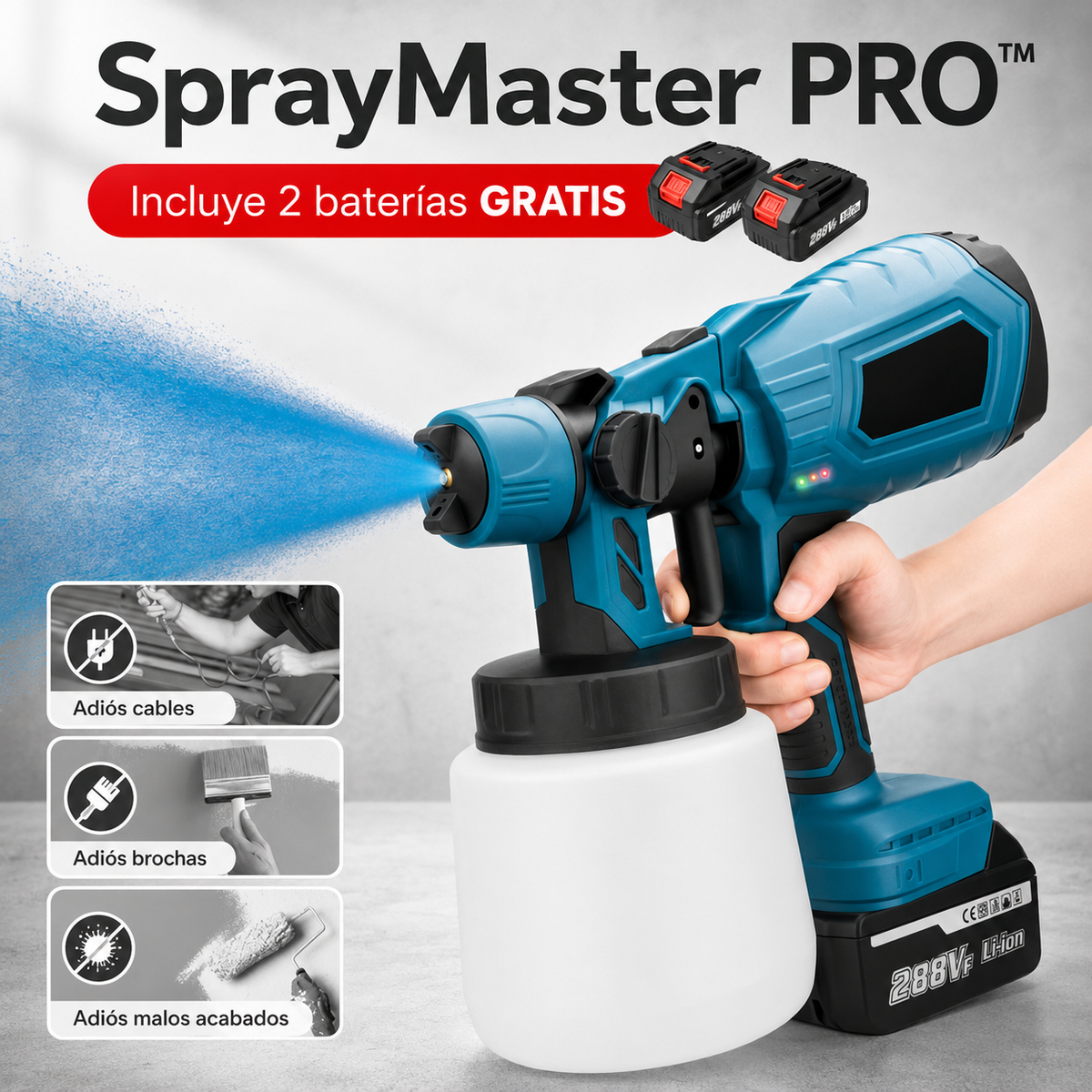 SprayMaster PRO™ - Pistola Pulverizadora Inalámbrica Profesional + 2 Baterías de Regalo
