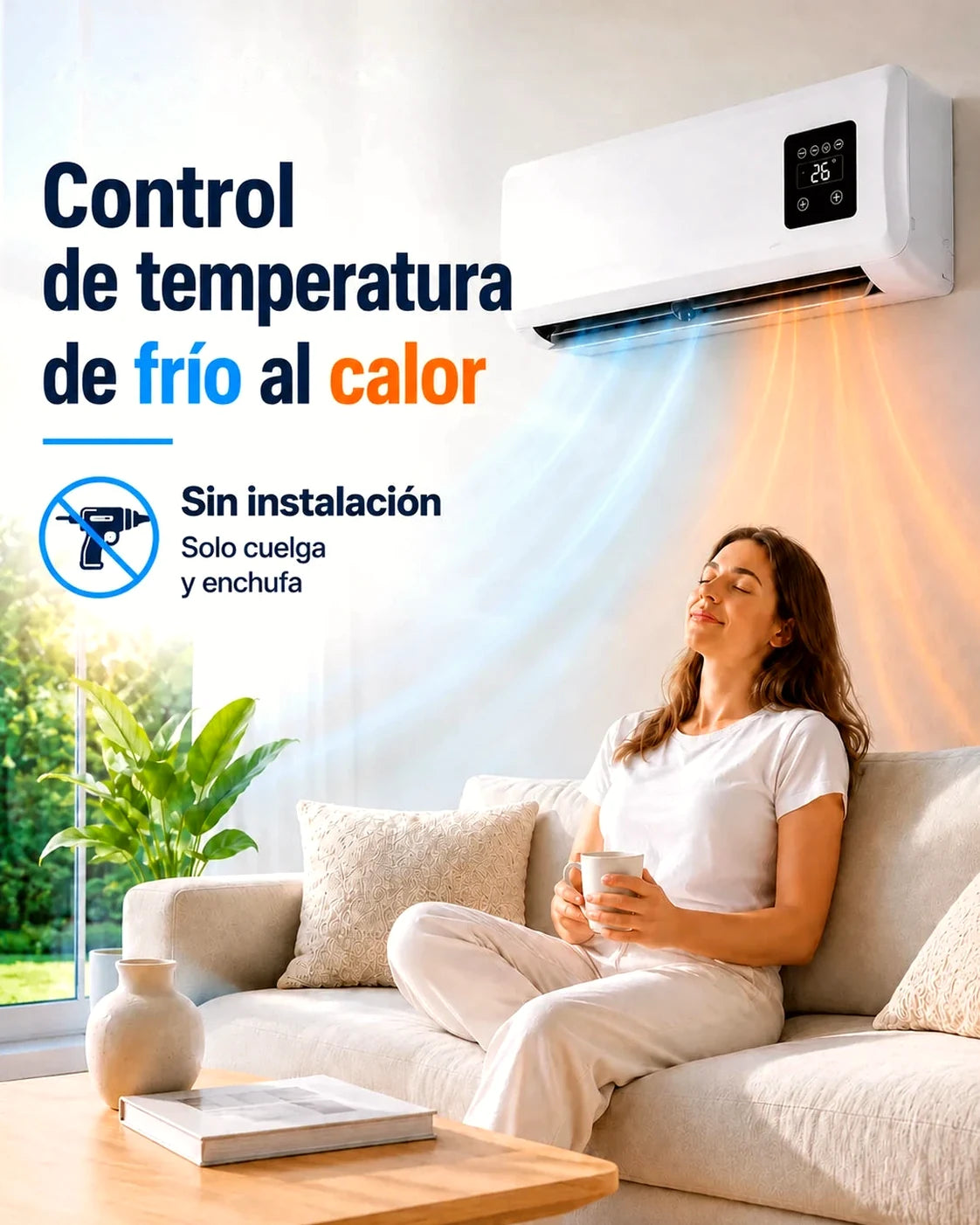 Aire acondicionado portátil de pared 2 en 1 con frío y calor
