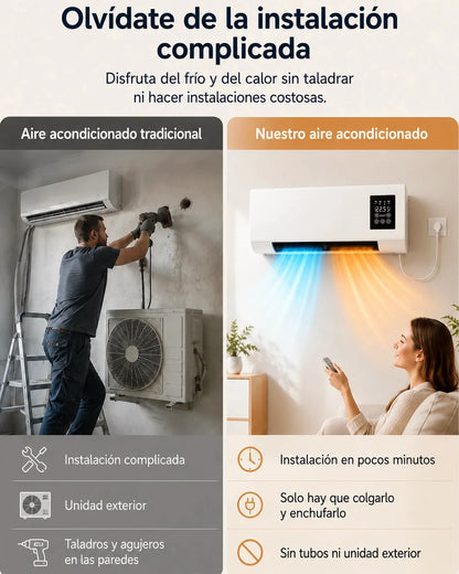 Comparación con un aire acondicionado tradicional con instalación