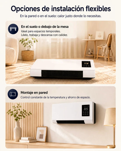 Se puede montar en la pared o usar sobre una superficie