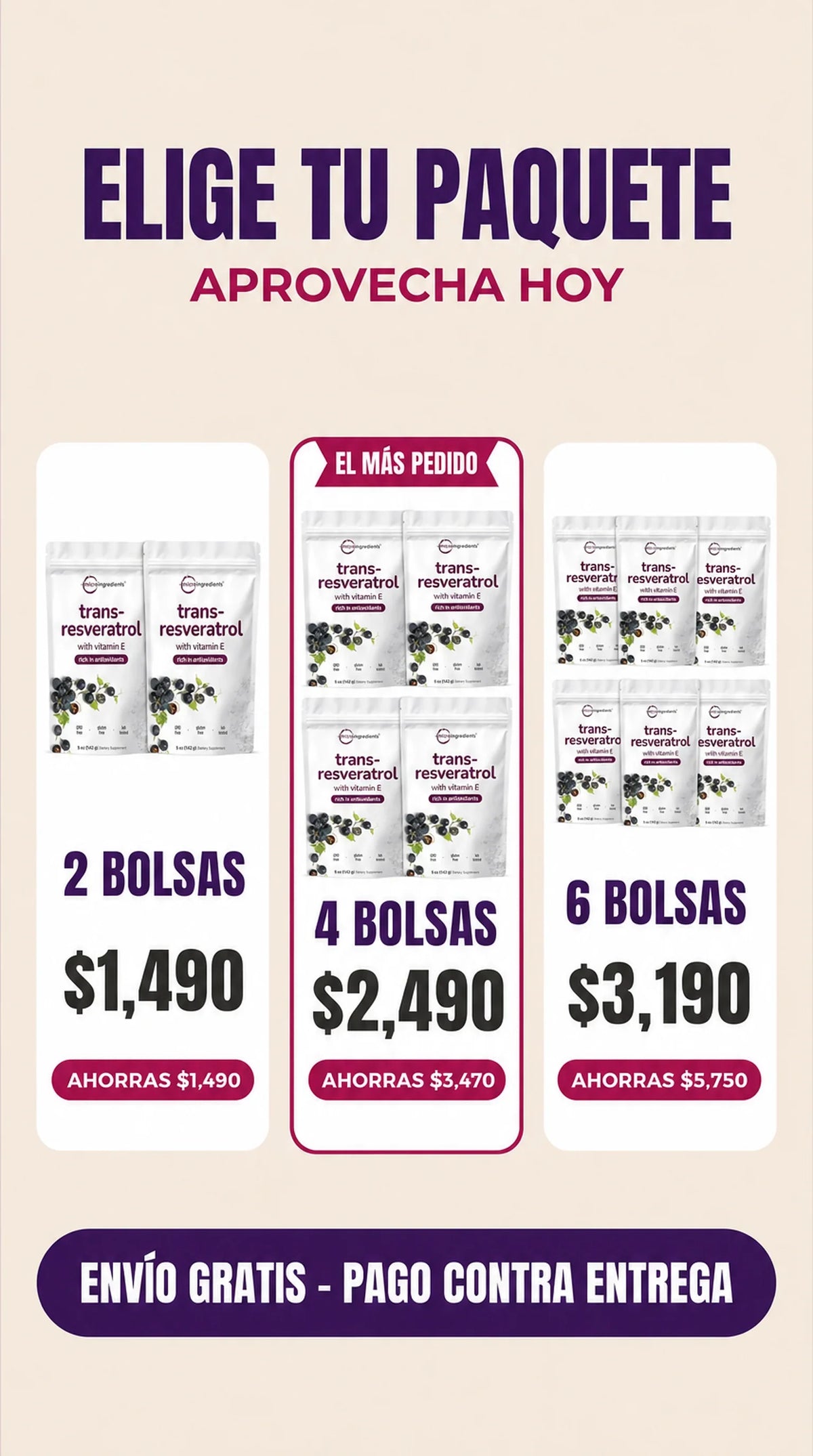Compra 1 y Llévate 2 | Trans-Resveratrol Micro Ingredients