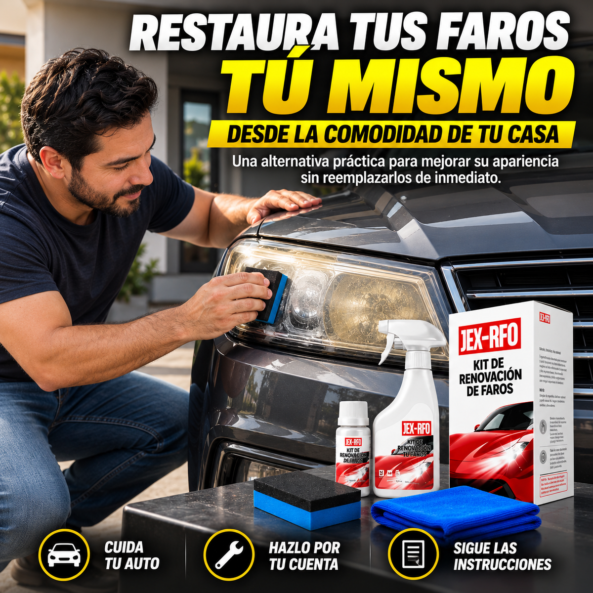 Compra 1 y Llévate 2 - Kit Restaurador de Faros Automotriz