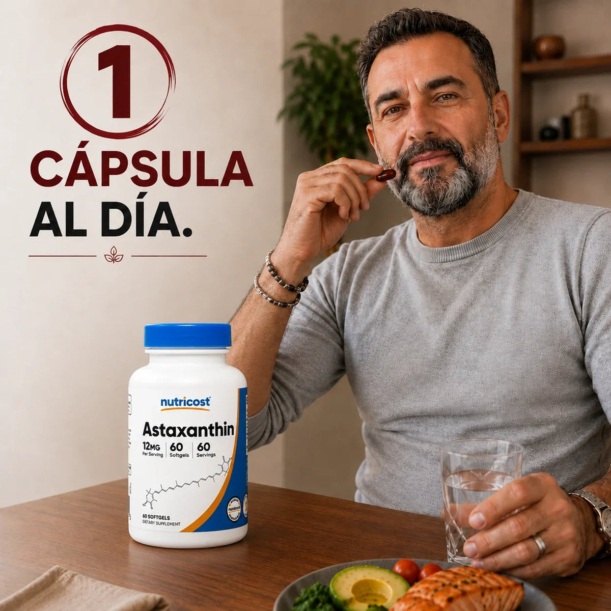 Compra 1 y Llévate 2 - Astaxantina Nutricost 60 cápsulas