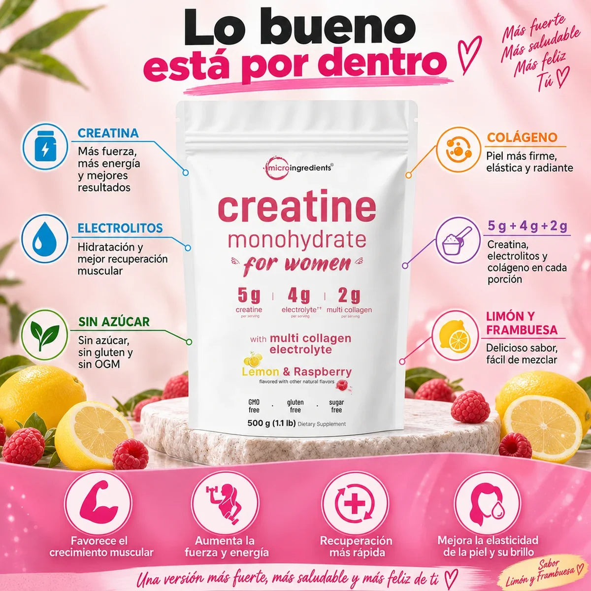 Compra 1 y Llévate 2 | Creatina Monohidratada para Mujer Micro Ingredients