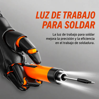 Kit soldador portátil recargable SoldaMax con estuche, base, soldadura y cable USB