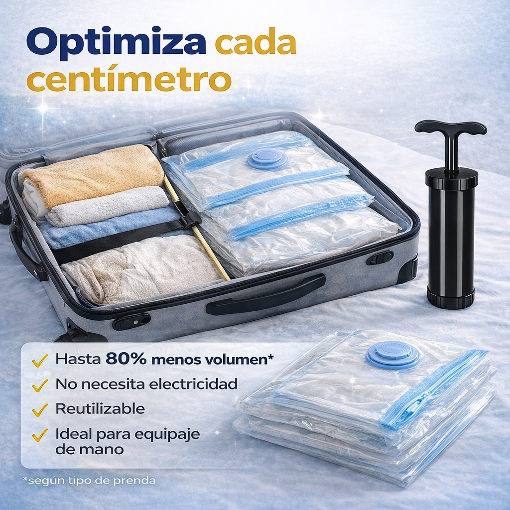 VacuMax™ Bolsas al Vacío con Bomba | Ahorra Hasta 80% de Espacio –