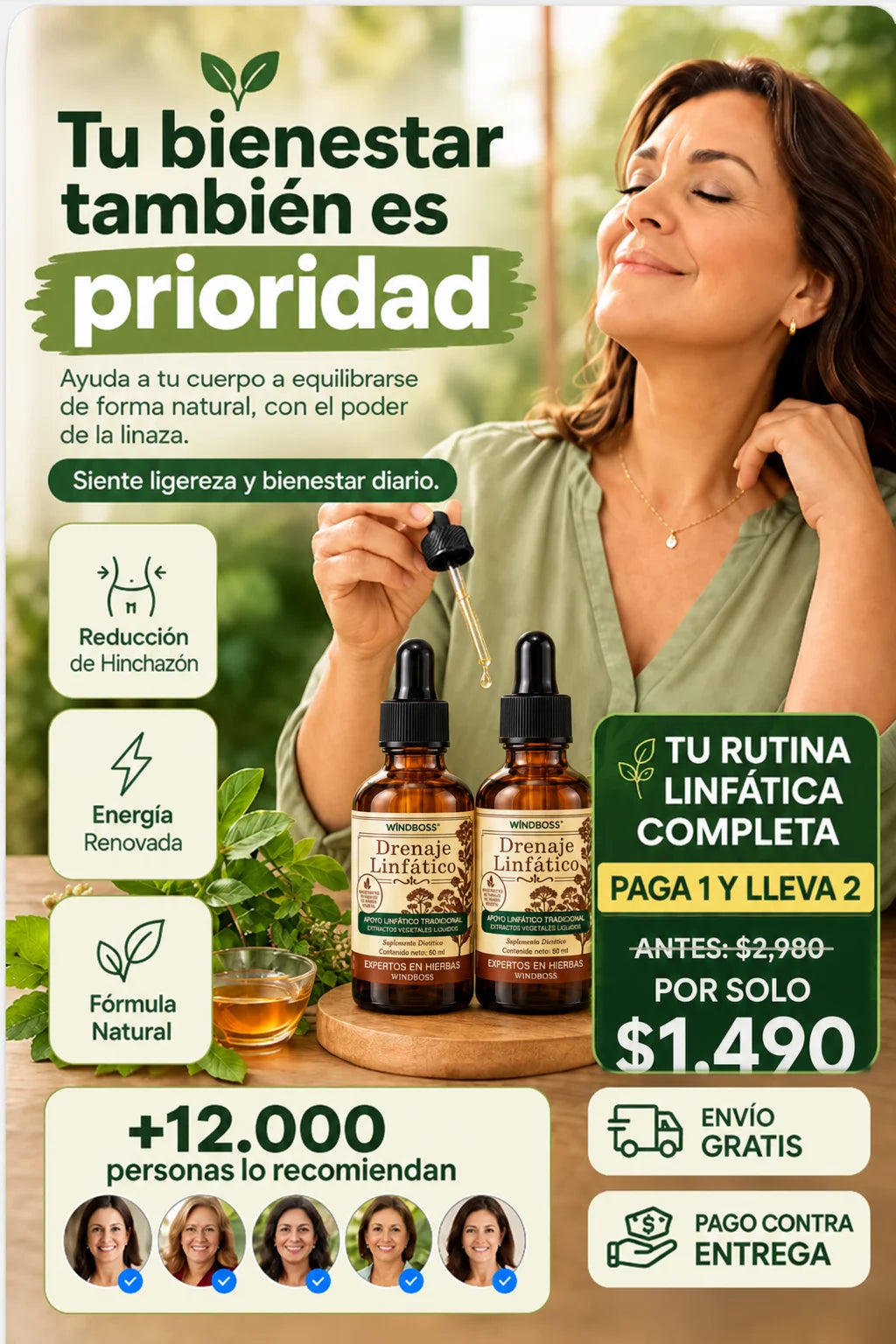 Tu bienestar también es prioridad: reducción de hinchazón, energía renovada, fórmula natural. Compra 1 y llévate 2